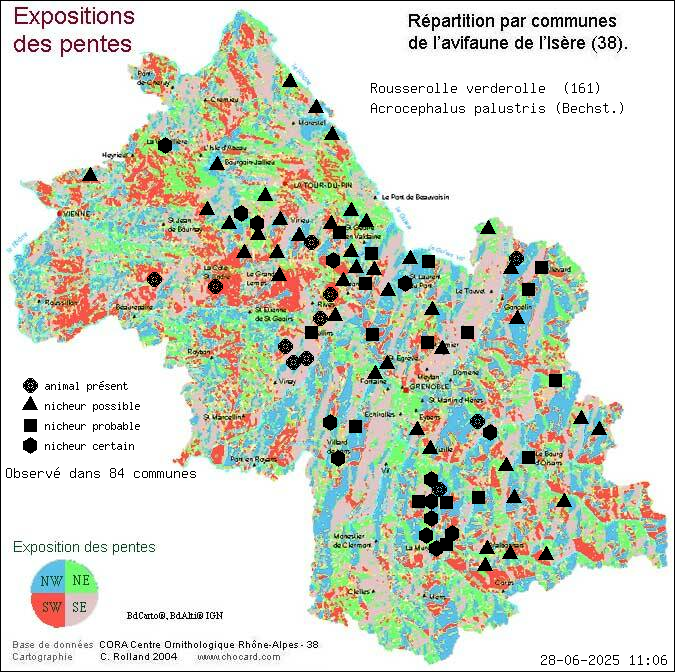 Rousserolle verderolle (Acrocephalus palustris (Bechst.)): carte de rpartition en Isre